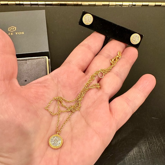 NWT RARE Authentic Luxury Minimalist Julie Vos pavé CZ Earring And Necklace Set - Picture 8 of 17